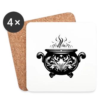 Kessel Magisch Hexe Halloween - Untersetzer (4er-Set) - Weiß - Vorne