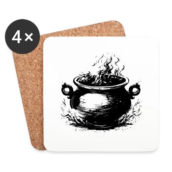 Kessel Magisch Hexe Halloween - Untersetzer (4er-Set) - Weiß - Vorne