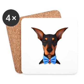Dobermannwelpe Dobermann Hund Dobermanntrainer - Untersetzer (4er-Set) - Weiß - Vorne
