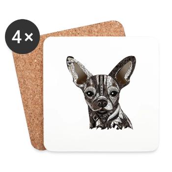 Chihuahua | Mosaic | Geometrical | Art | Dog | - Coasters (set of 4) - white - Front