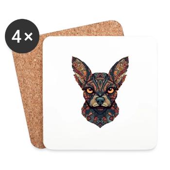 Chihuahua | Mosaik | Geometrisch | Kunst | Hund | - Untersetzer (4er-Set) - Weiß - Vorne