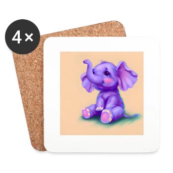 Baby elephant purple - Coasters (set of 4) - white - Front