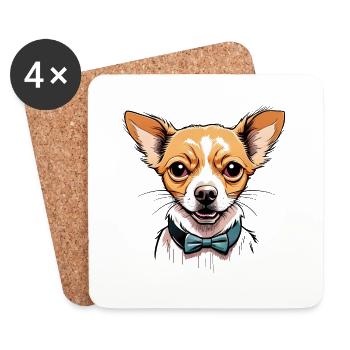Chihuahua Hund süß lustig niedlich Schleife - Untersetzer (4er-Set) - Weiß - Vorne