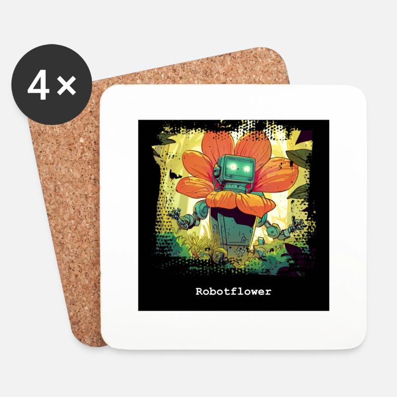 Robotflower 2 - Untersetzer (4er-Set) - Weiß