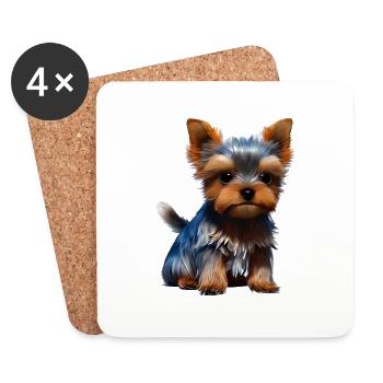 Dog Owner Yorkshire Terrier Puppy Dog - Coasters (set of 4) - white - Front