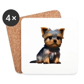 Dog Owner Yorkshire Terrier Puppy Dog - Coasters (set of 4) - white - Front