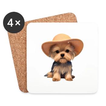 Dog Owner Yorkshire Terrier Puppy Dog - Coasters (set of 4) - white - Front