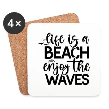 Life Is A Beach Enjoy The Waves - Untersetzer (4er-Set) - Weiß - Vorne