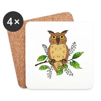 Owl bird - Coasters (set of 4) - white - Front