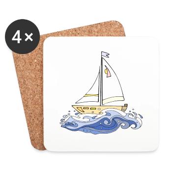 Segelboot - Untersetzer (4er-Set) - Weiß - Vorne