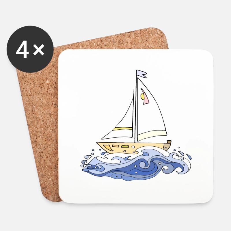 Segelboot - Untersetzer (4er-Set) - Weiß