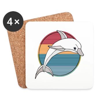 Delfin - Untersetzer (4er-Set) - Weiß - Vorne
