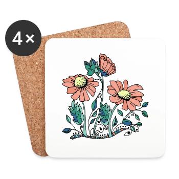 Blumen - Untersetzer (4er-Set) - Weiß - Vorne