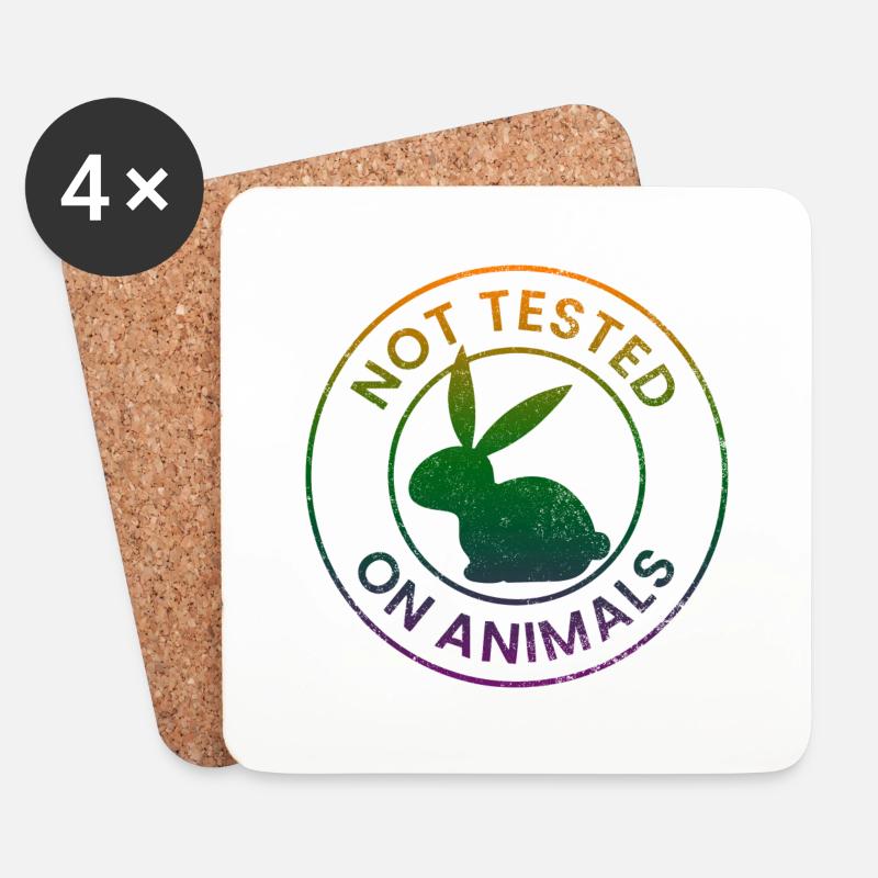 Non testé sur les animaux - Dessous de verre (lot de 4) - blanc