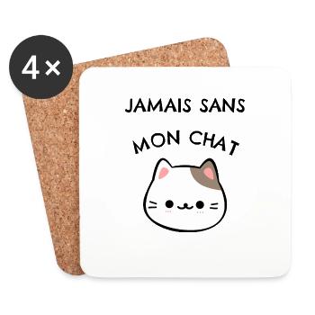 jamais sans mon chat - Dessous de verre (lot de 4) - blanc - Devant