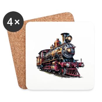 The image of an old steam locomotive - Coasters (set of 4) - white - Front