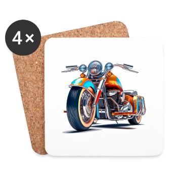 With the trike, enjoy nature - Coasters (set of 4) - white - Front