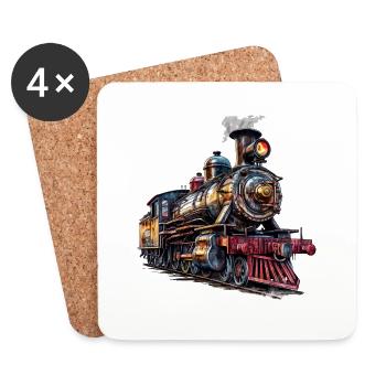 Cheminée fumante d’une locomotive à vapeur - Dessous de verre (lot de 4) - blanc - Devant