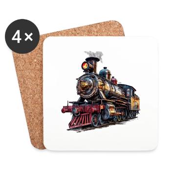Steam locomotive, a symbol of the good old days - Coasters (set of 4) - white - Front