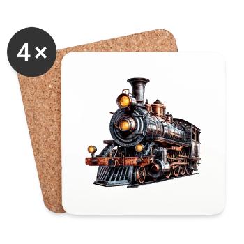 La locomotive à vapeur, un vestige historique - Dessous de verre (lot de 4) - blanc - Devant