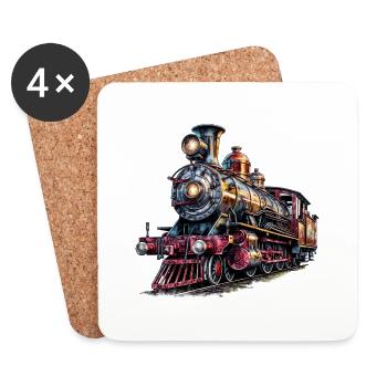The steam locomotive is a piece of history - Coasters (set of 4) - white - Front