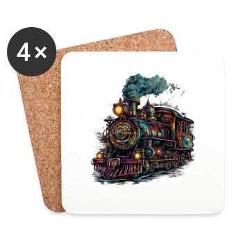 Passion pour une locomotive à vapeur - Dessous de verre (lot de 4) - blanc - Devant