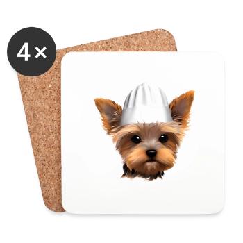 Yorkshire Terrier Cuisine chiot Restaurateur Chien - Dessous de verre (lot de 4) - blanc - Devant