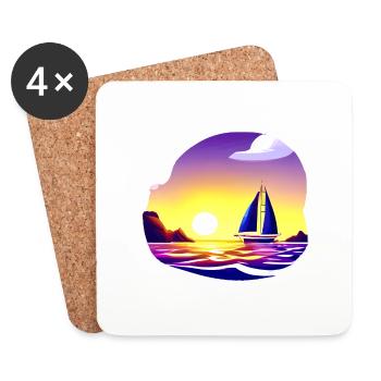 Sailing Sailor Sailing Ship Sailing Sailboat - Coasters (set of 4) - white - Front