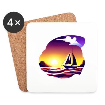 Sailing Ship Sailing Sailboat Sailing Sailing Sailor - Coasters (set of 4) - white - Front