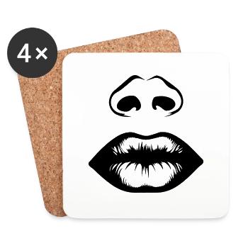 Lips, mouth, kissing lips - Coasters (set of 4) - white - Front