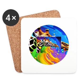 Farbenfrohe Giraffe - Untersetzer (4er-Set) - Weiß - Vorne