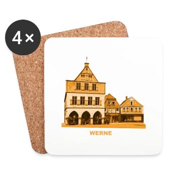 Werne Rathaus Lippe Münsterland Nordrhein-Westfale - Untersetzer (4er-Set) - Weiß - Vorne