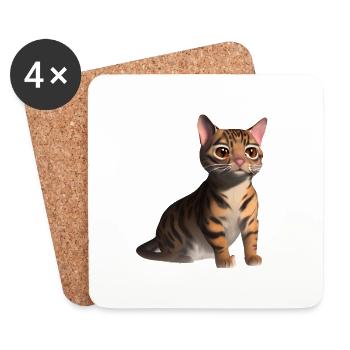 Kätzchen Katzenbesitzer Bengalkatze Katze Kater - Untersetzer (4er-Set) - Weiß - Vorne