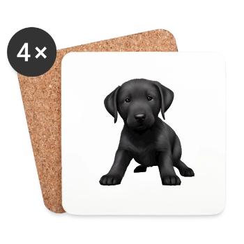 Labrador propriétaire chiot Labrador Retriever - Dessous de verre (lot de 4) - blanc - Devant