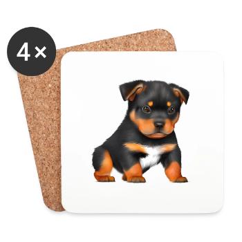 Rottweiler Puppy Dogs Rottweiler Dog Puppy - Coasters (set of 4) - white - Front