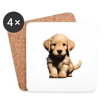 Hundewelpe Hunde Golden Retriever Hundebesitzer - Untersetzer (4er-Set) - Weiß - Vorne