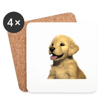 Hundebesitzer Golden Retriever Hundewelpe Hunde - Untersetzer (4er-Set) - Weiß - Vorne