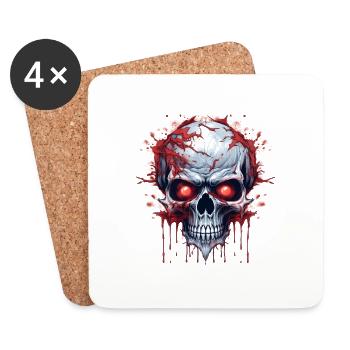 Dämonischer Totenkopf mit roten Augen - Untersetzer (4er-Set) - Weiß - Vorne
