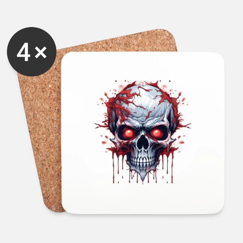 Dämonischer Totenkopf mit roten Augen - Untersetzer (4er-Set) - Weiß