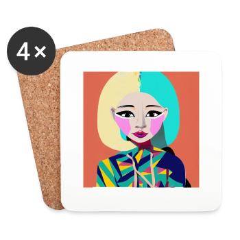 Collezione Modern Retro Girl - Demi - Sottobicchieri (set da 4 pezzi) - bianco - Fronte