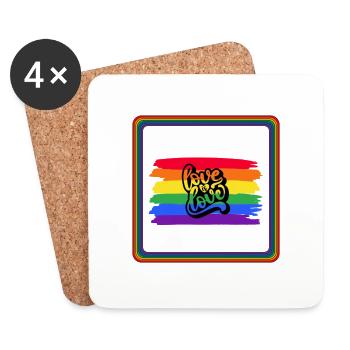 LGBT Pride love is love - Untersetzer (4er-Set) - Weiß - Vorne