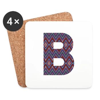Monogramm Buchstabe B - geometrisches Muster - Untersetzer (4er-Set) - Weiß - Vorne