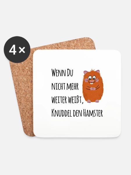 Knuddel den Hamster - Untersetzer (4er-Set) - Weiß
