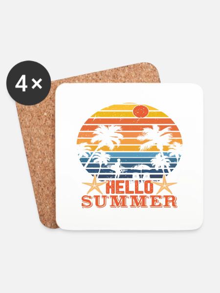Hello Summer - Untersetzer (4er-Set) - Weiß