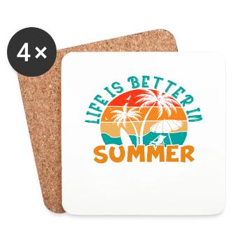 Life is better in Summer - Untersetzer (4er-Set) - Weiß - Vorne