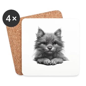 Kitten Maine Coon Cat Cat Cat Owner - Coasters (set of 4) - white - Front