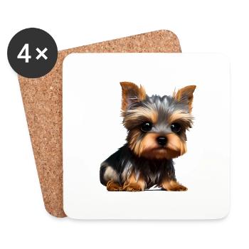 Dog Owner Yorkshire Terrier Puppy Dog - Coasters (set of 4) - white - Front