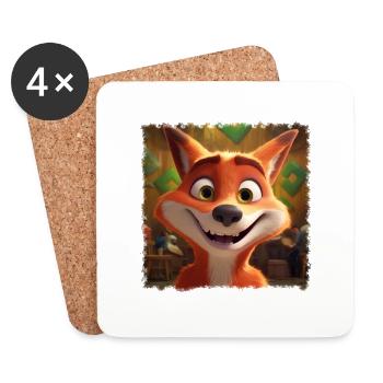 cute fox - Coasters (set of 4) - white - Front