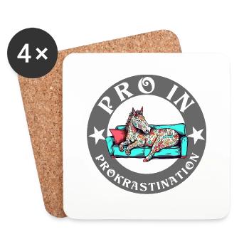 Pro dans la procrastination cheval licorne est paresseux - Dessous de verre (lot de 4) - blanc - Devant