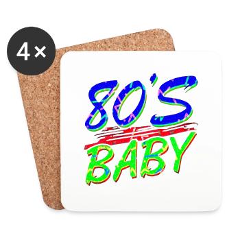 80s retro vintage funny 70s nostalgia music love - Coasters (set of 4) - white - Front